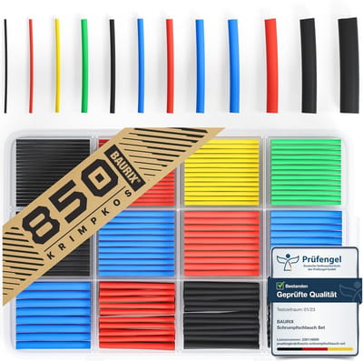 Krimpkous Assortiment 850 Stuks - Gekleurd Krimpverhouding 2:1 voor Elektrische Kabels