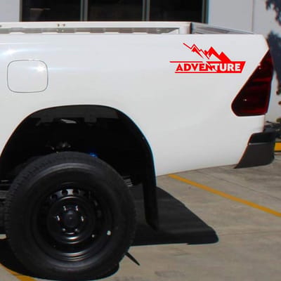 2x Off Road Avontuur Stickers voor Auto 4x4 Buiten Gebruik Rood 19x11,5 cm