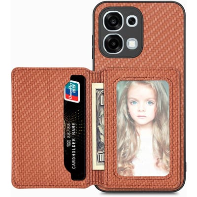 Voor OPPO A6 Pro Magnetische Portemonnee Kaarthouder Lederen Hoesje Voor OPPO A6 Pro Koolstofvezel Flip Leer Magnetische Stand Cover For OPPO A6 Pro