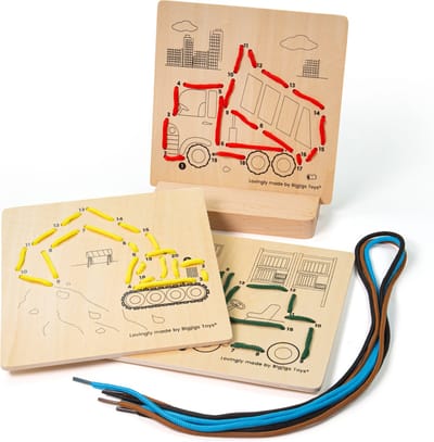 Bigjigs Wooden Puzzle by Numbers - Construction 8 pieces. Hout