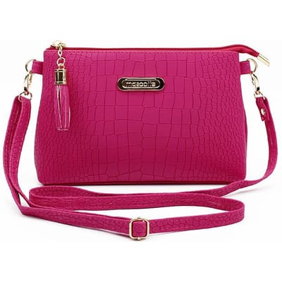 Luxe Kwast Crossbody Tas Voor Vrouwen PU Leer Krokodillenpatroon Schoudertas Nieuwe Kleine Messenger Bag Dames Handtas bolso 20x5x14cm pink