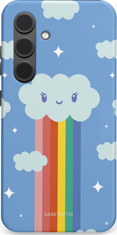 Casetastic Hoesje Geschikt voor Samsung S24 - Stijlvolle Beschermende Duo-layer Case - Regenboogwolkje