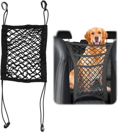 3-laagse opbergtas en barrièrenet voor hond, universeel scheidingsnet voor veiligheidsreizen in auto's, SUV's en vrachtwagens