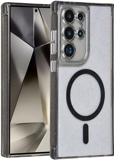 TUNIQ telefoonhoesje voor Samsung Galaxy S24 Ultra - MagSafe met glitter - Zwart