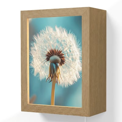 Wandlamp 15x20 cm - Oplaadbaar - Paardenbloem - Natuur - Bloemen - Blauw - Wandlampen binnen woonkamer - Slaapkamer lamp met kabel - Decoratieve nachtlamp - Vloerlamp snoer
