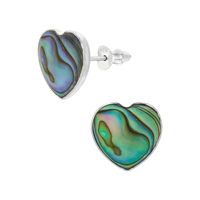 WeLoveSilver oorstekers - zilveren oorbellen - abalone hart 6x6mm