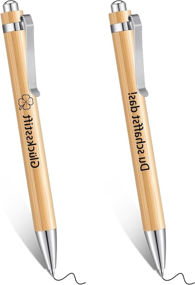Set van 2 Houten Balpennen met Inspirerende Gravure "Du Schaffst Das Mutmacher" - Perfecte Motivatiepennen als Geschenk voor Afstuderen, Vrienden en Collega's