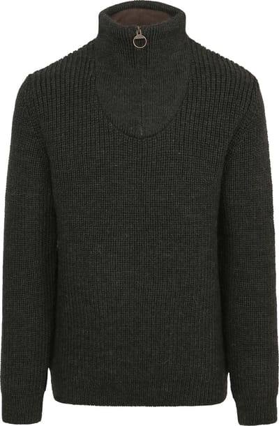 Barbour New Tyne Zip Trui Wol Olijfgroen - Maat M - Heren - Schipperstrui