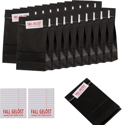 20 Kleine Zwarte Papieren Tassen - Kraft Papieren Tassen voor Vullen - Kids Feest Tassen - Lunch Tassen - Verjaardag Favor Bags met 20 Stickers