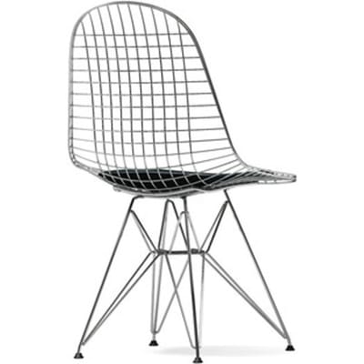 Vitra - Wire Chair DKR-5 - verchroomd - Leder - nero - zwart