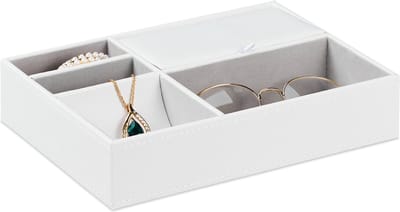 sieraden organizer - 5 vakken - juwelendoos - 5 x 25,5 x 18,5 cm - voor lade - wit