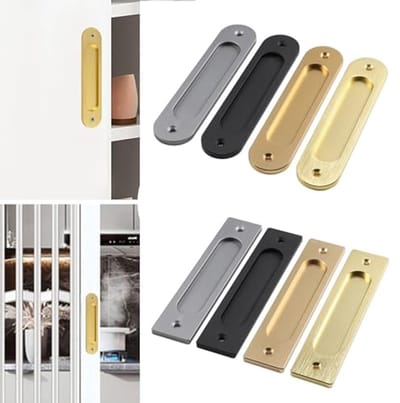 Ovaal geborsteld goud verzonken schuifdeurtrek - 2 stuks 180 x 40 mm massief aluminium