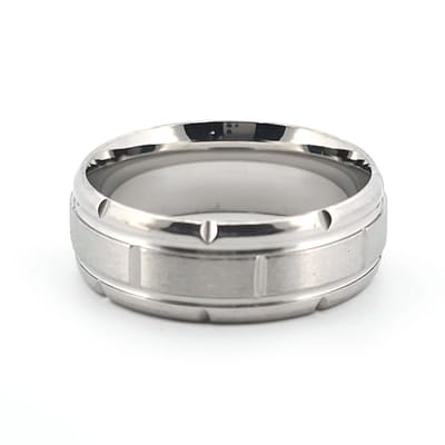 Stainless steel herenring - groefjes - geborsteld staal - mat en glanzend - strak design - maat 20,6 mm
