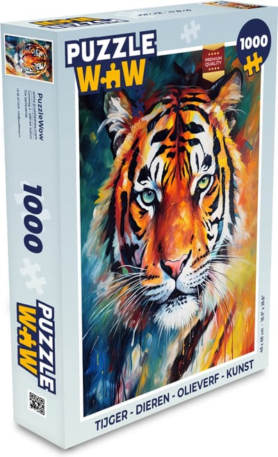 Puzzel Tijger - Dieren - Olieverf - Kunst - Legpuzzel - Puzzel 1000 stukjes volwassenen