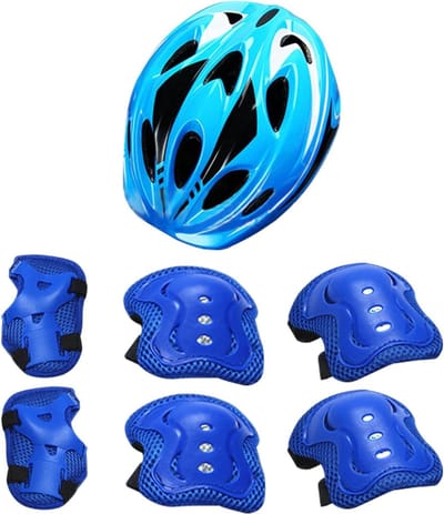 Beschermende uitrusting set - Veiligheidsset kinderen - Sport en spel - Volledige gewrichtsbescherming - 7-delig - Blauw
