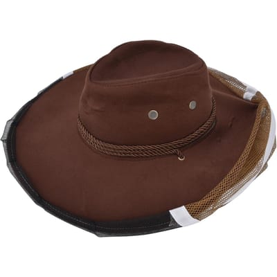 Imker Cowboyhoed Aansnoerontwerp Ademend Gaas Imker Sluierhoed voor Imkers Vissers black