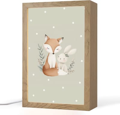 Nachtlampje 20x30 cm - Kinder lampje - Minimalistisch - Dieren - Bladeren - Stippen - Tafellamp kinderkamer - Slaapkamer lamp - Bedlamp kinderen - Kinderlampje stopcontact - Wandlamp babykamer - Nachtlampjes