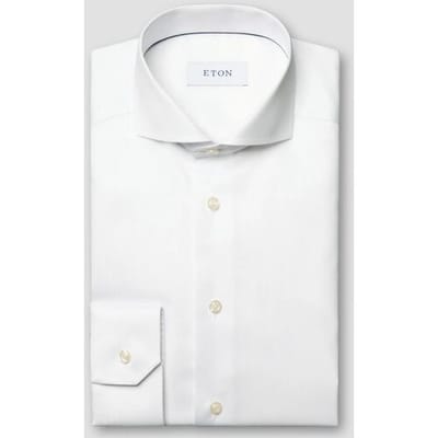 Eton Overhemd Super Slim Signature Twill Extreme Cutaway Wit / male