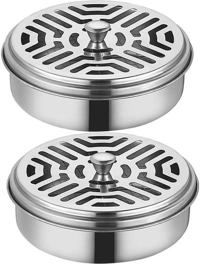 Dailygoods- Muggenwierookhouder Roestvrij Staal - Draagbare Wierookbrander - Brandwerend - Hygiënisch - Geometrisch Ontwerp - Handvat - Wierookhouder