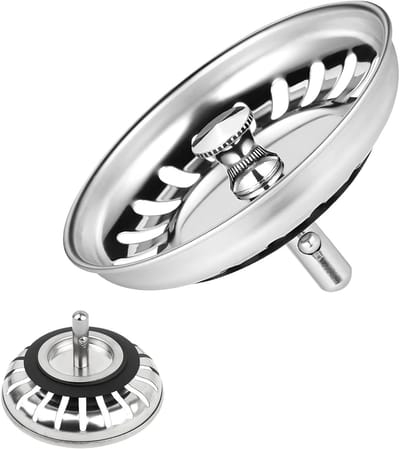 Set van 2 RVS Afvoerzeefjes, Vervangende Afvoerplug voor Keuken en Badkamer, 80mm Gatdiameter