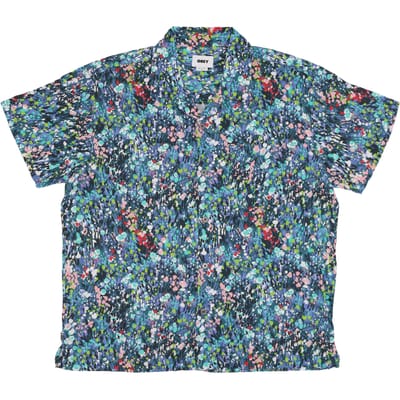Heren overhemd met korte mouwen The Garden Woven Shirt Teal Blue Multi
