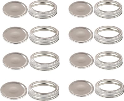 8 stuks Mason jar deksel -blikken gespleten deksel - rond metaal- goede afdichting - Pandeksels - 7*7*1cm - zilver