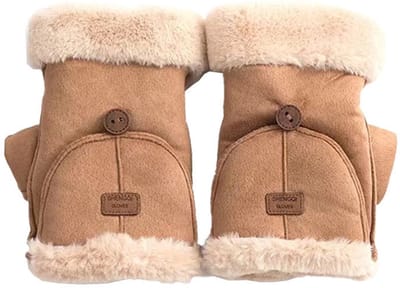 Handschoenen - Dames handschoenen - Warme handschoenen - Vingerloze handschoenen - Geschikt voor wandelen, woon-werkverkeer, hardlopen, hiken, buitenactiviteiten en koude winters.(Khaki)