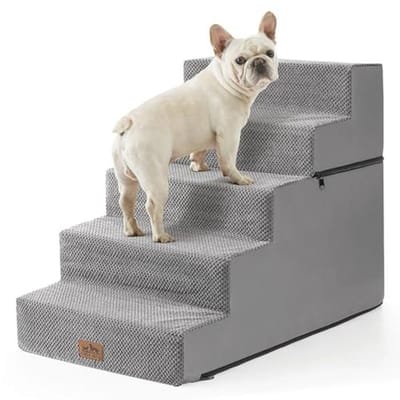 Opvouwbare honden- en kattentrap - 5-laags antislip huisdiertrap voor hoge bedden - 59,9 cm H