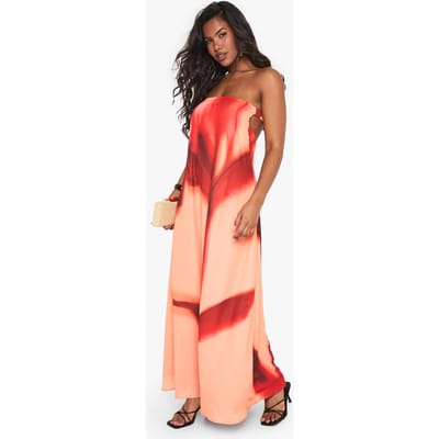 boohoo Dames Tropische Print Column Maxi-jurk | Oranje | Maat: 36