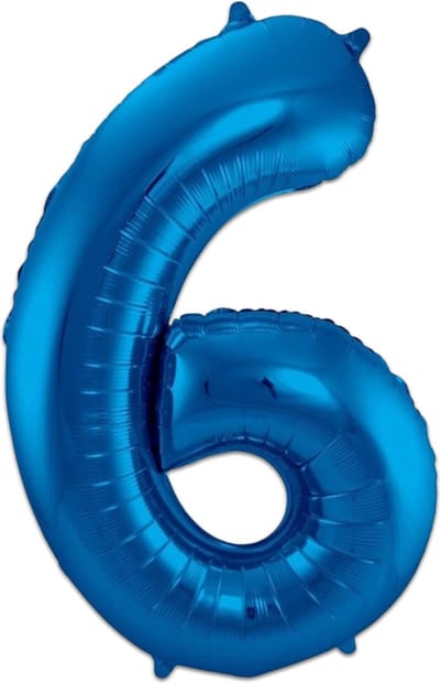 LUQ - Cijfer Ballonnen - Cijfer Ballon 6 Jaar Blauw XL Groot - Helium Verjaardag Versiering Feestversiering Folieballon
