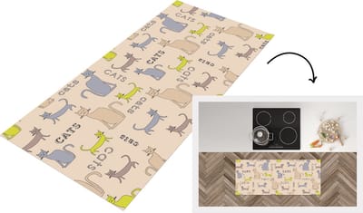 Keukenloper - Loper keuken - Patronen - Kat - Quote - 120x50 cm - Keukenloper vinyl