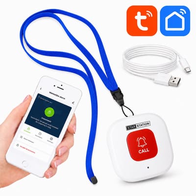 Alarmknop voor Ouderen - Persoonlijk Alarm via App - SOS Noodknop voor Senioren - Geen Ontvanger - Wereldwijd Bereik - Meerdere Contacten - Nederlandstalige App - Wifi