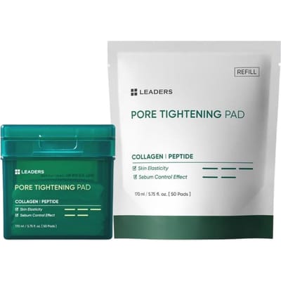 LEADERS Duo de Disques Raffermissants et Resserrants les Pores Affinant Lissant 170ml (100 Tampons au Total)