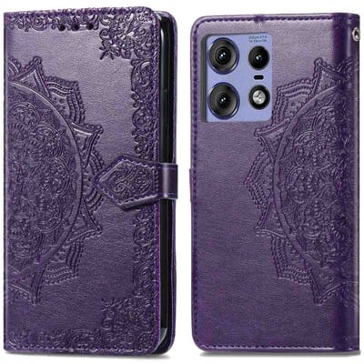 imoshion Hoesje - Geschikt voor Motorola Edge 50 Pro - Mandala Bookcase - Paars