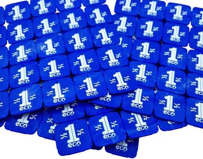 CombiCraft biologisch afbreekbare breekmunten van aardappelzetmeel - blauw - 24x24mm - 1000 stuks