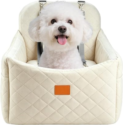 Honden Autostoeltje - Reisbed Huisdieren - Veilig Reizen - Dubbelzijdig Kussen - 38 x 22 x 19 cm - Beige