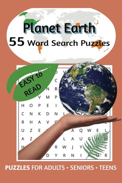 Woordzoeker Puzzelboek Aarde: Educatieve Spellen over Natuur en Geografie