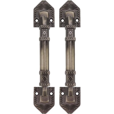 2 stuks Antieke schuurdeurklinken Bronzen kleur Eenvoudige montage Vintage ladehandgreep met schroeven voor interieurlade Garage