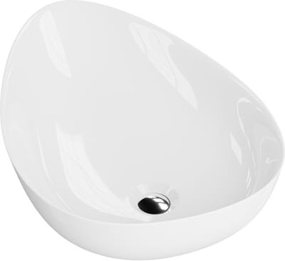 LAVITA® Opzetwastafel ALMOND Keramische Wastafel voor Badkamer en Gastentoilet - 580x410x150 mm - Wit Hoogglans - Wasbak met dunne rand - Keramik Waskom opbouw zonder kraangat en zonder overloop
