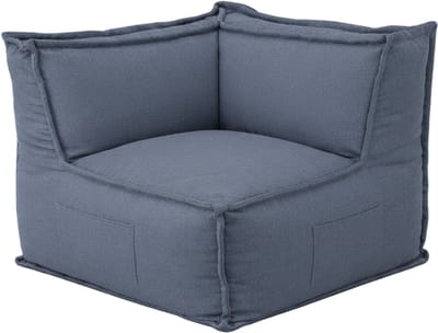 Bananair - Hoekmodule voor modulaire bank - Met armleuningen - Zijvakken - Linnenlook - 90x90 cm - Donkergrijs
