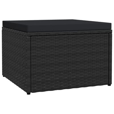 vidaXL - Tuinvoetenbank - met - kussen - poly - rattan - zwart