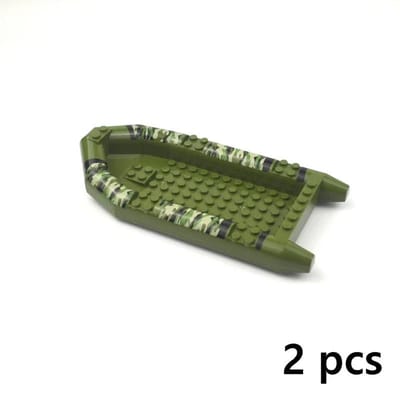 MOC Bouwstenen Kano Levensboot Kajakken Infanterie Opblaasbare Boot romp Militaire Camouflage Educatief Speelgoed