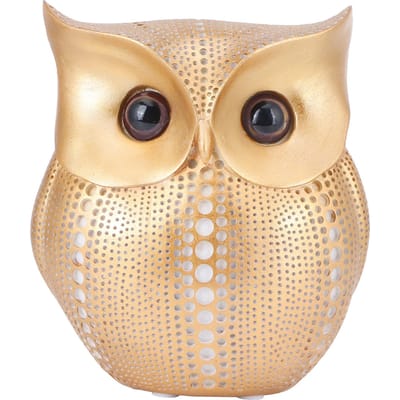 Statue de Hibou Figurine Nordique Résine Animal Sculpture Ornement Artisanat Décoration de Bureau pour la Maison beige