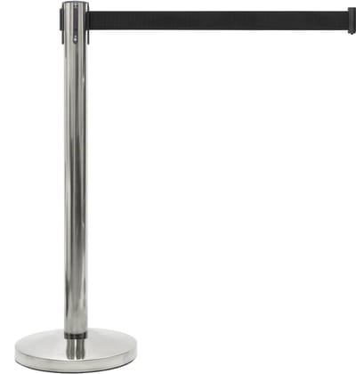 GJ Floors - Afzetpaal met trekband | Chroom - Zwart - Hoogte: 92 cm - Lengte: 200 cm - Steel diameter: 5,1 cm