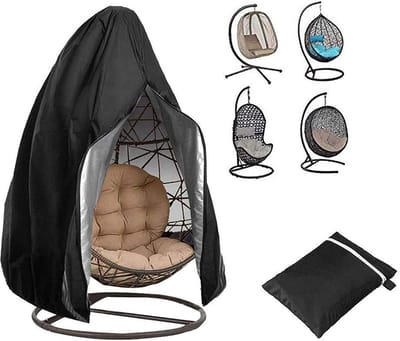 Afdekhoes voor hangstoel, met ritssluiting, outdoor, waterdicht, winddicht, anti-UV voor hangstoel, beschermhoes, 190 x 115 cm