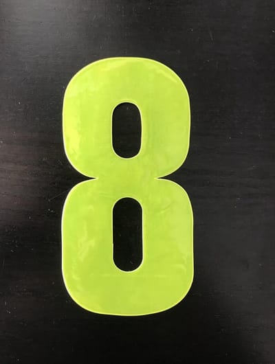 Reflecterend Cijfersticker: 8 GEEL 16,5cm  - Brievenbussticker, Plaknummer, Huisnummersticker, Kliko sticker, Containersticker