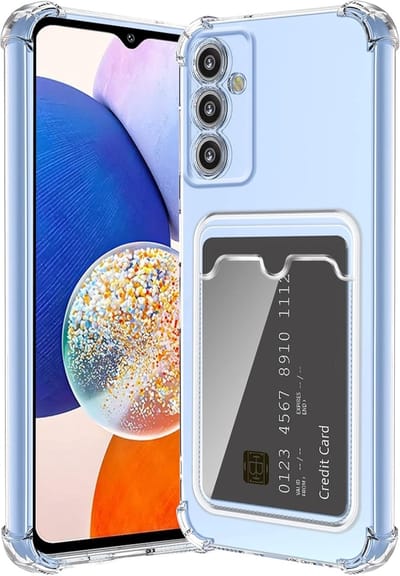Schokbestendig TPU Hoes Pas Houder Geschikt voor: Samsung Galaxy A34 - Transparant - Hoesje met Achterkant Pasjeshouder