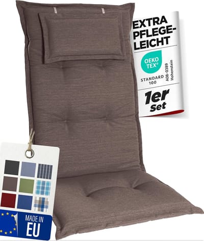 Tuinstoelkussen - Kussen Hoge Rug - Buiten Zitten - Extra Dikke Vulling - 1 Stuk - Taupe