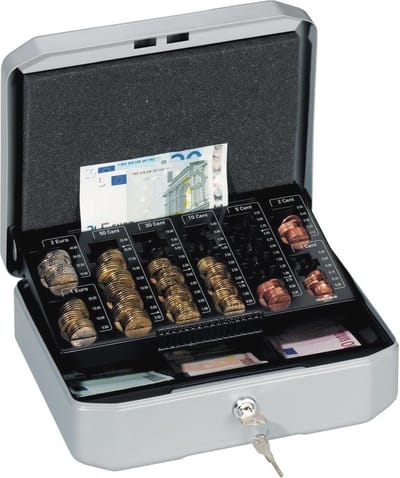 Geldkoffer Euroboxx S - Stevige metalen geldbak met 2 sleutels en telbord