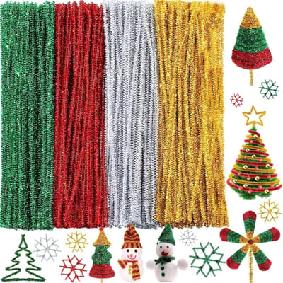 kerstpijpenragers - 400 stuks - Pijpenragers - Twister Sticks - Pijpenragers hobby - Pijpenragers Knutselen - Zachte En Flexibele - Chenille Draad - Knutselbenodigdheden - Voor DIY Knutselen,creatieve bloemenbenodigdheden, kerstfeestdecoraties